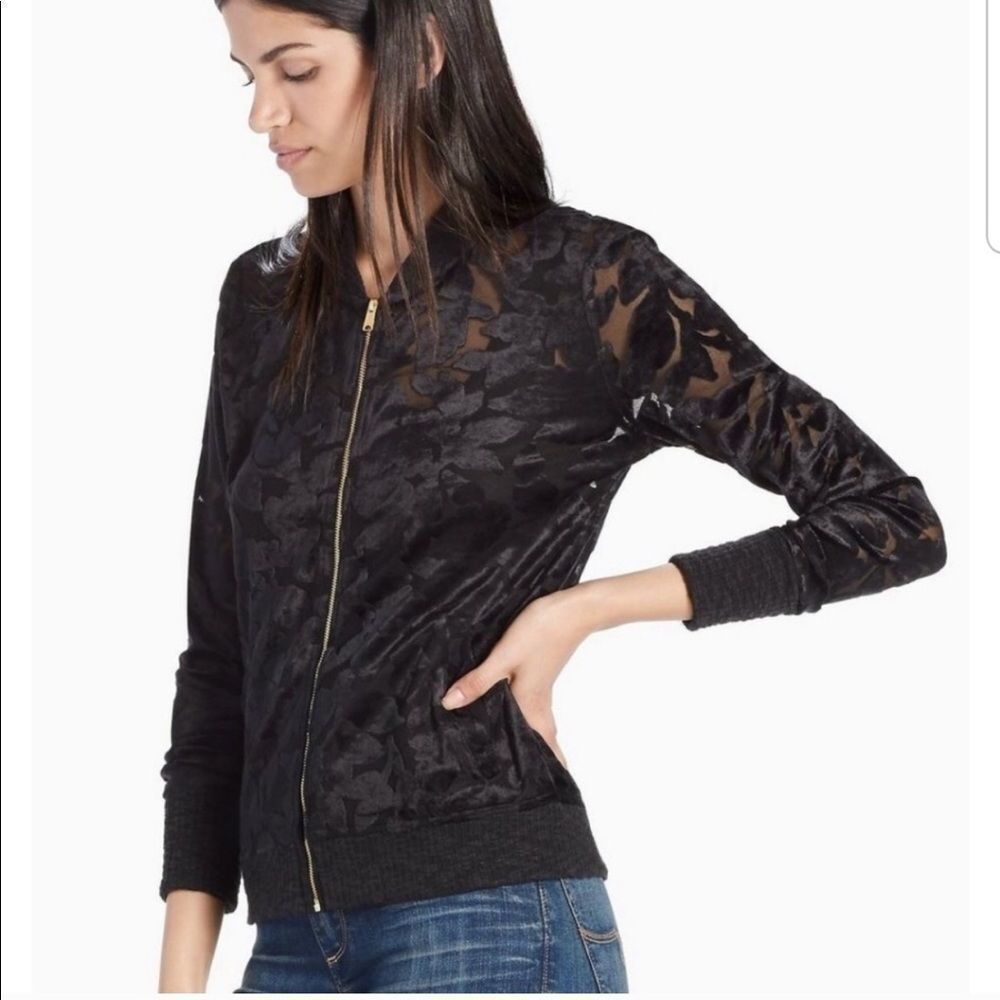 Lucky Brand Velvet Burnout Bomber Jacket M